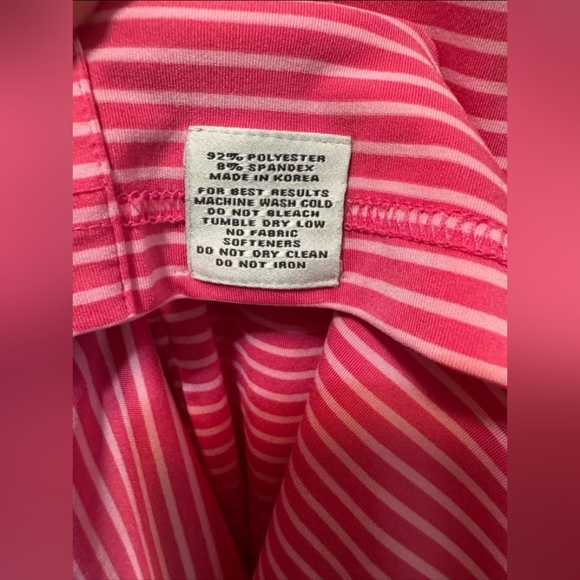 Oliver Ridley Polo Short Sleeve Shirt Mens XL Pink Striped Performance Golf Gift - Picture 5 of 5
